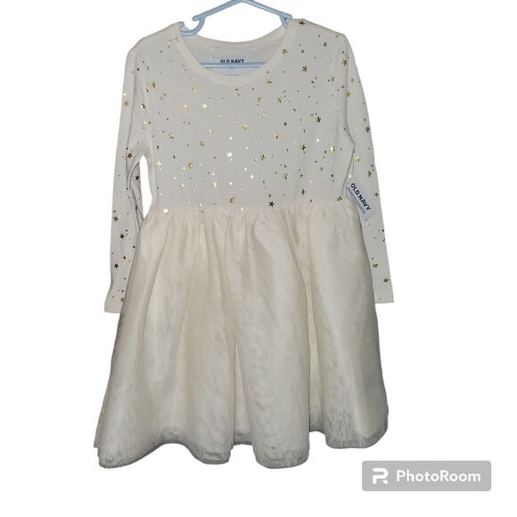 Old Navy long sleeve cream tutu with stars. ^ - Picture 1 of 3